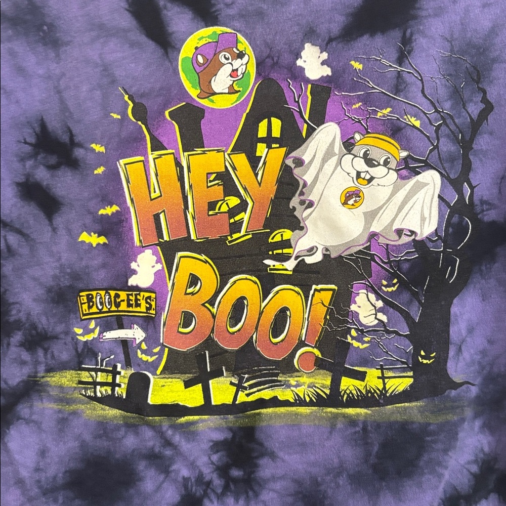 Buc-ee’s 2024 kids Halloween t shirt Youth small Hey Boo! GUC - Picture 3 of 4